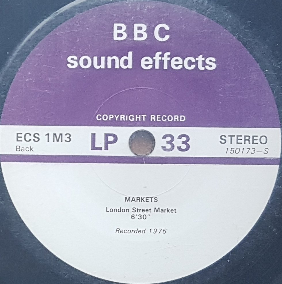 ECS 1M3 Markets - Devon market / London Street market Not registered from the BBC records and Tapes library Label